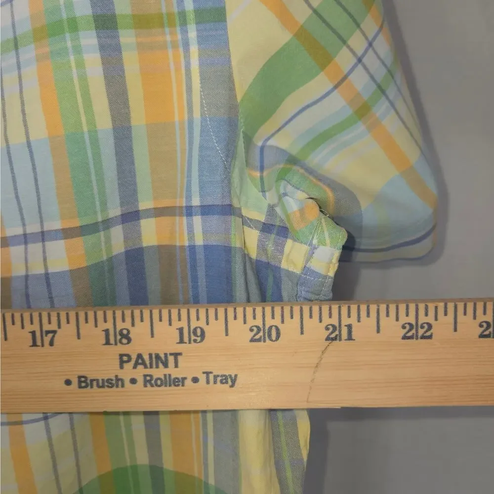 Polo Ralph Lauren Green Beach Twill Plaid Shirt Mens M Short Sleeve Button Down - Picture 8 of 10